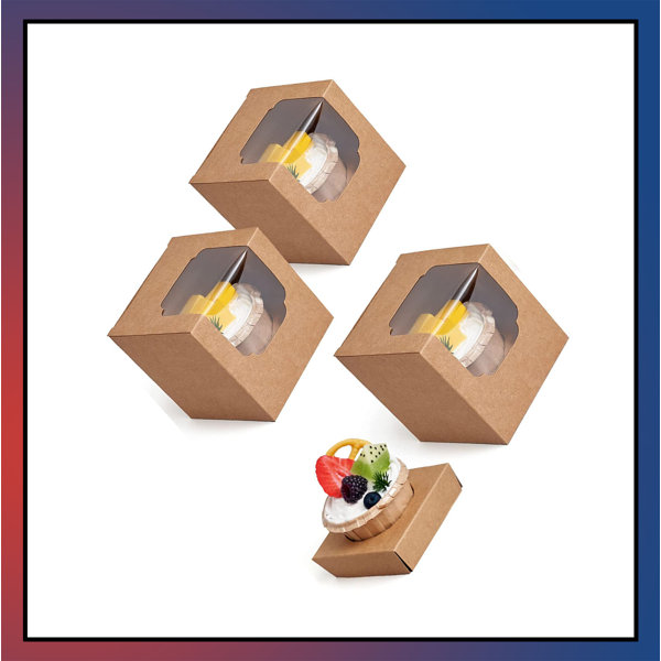 The Party Aisle™ Cupcake Boxes 50 Pcs Kraft Individual Cupcake Box